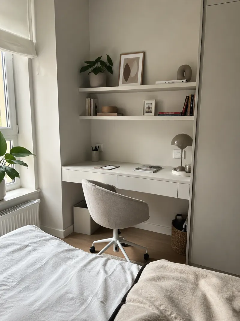 Home office w sypialni — realizacja Wrocław