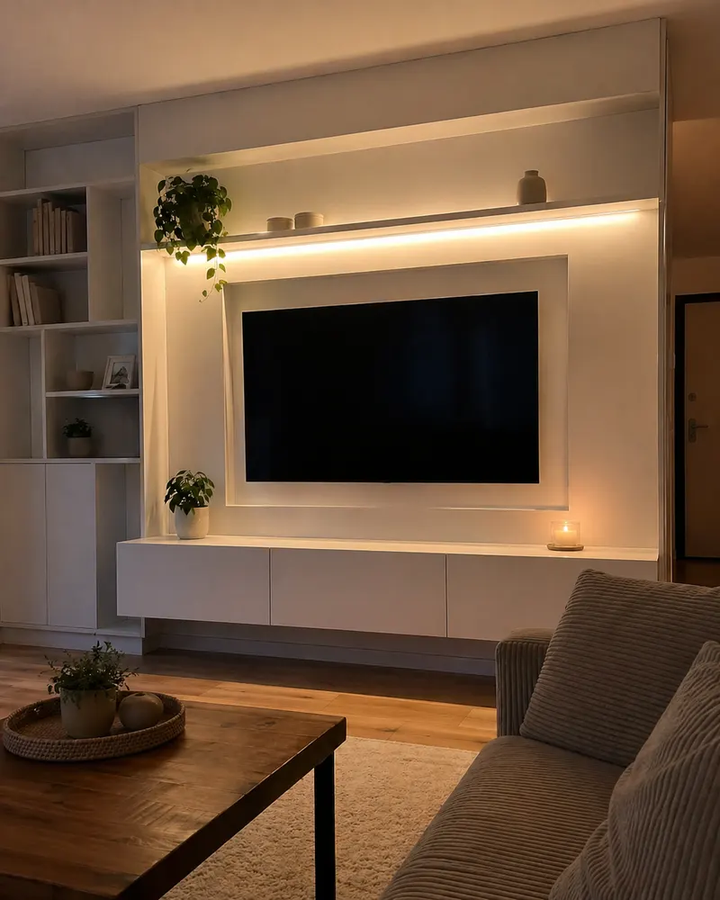 Zabudowa RTV salon — realizacja Wrocław