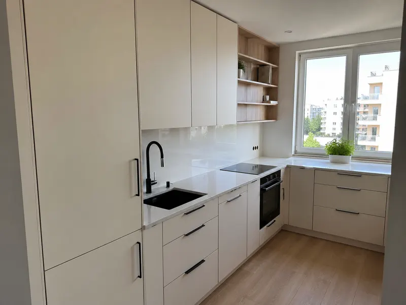Meble na wymiar Wrocław — kuchnia z płyty laminowanej, realizacja